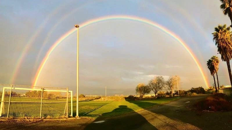 triple rainbow over Buxton